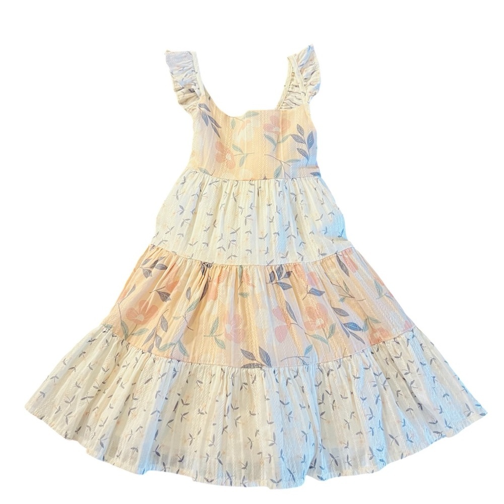 Catherine Malandrino Tiered Pastel Peach, Green and White Girl’s Dress Size 3T